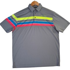 Under Armour Polo Shirt Mens XL Gray HeatGear Loose Performance Golf Striped