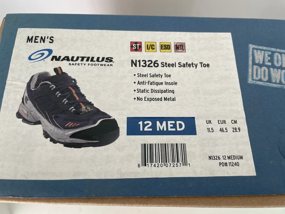 Nautilus Hombres Puntera de Acero Seguridad Trabajo Atlético 12 M Azul Cuero Zapatos N1326 Nuevo Foto 3 de 4