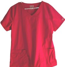Cherokee Workwear Core Stretch Women M/L Fuchsia Solid Scrub Top/ Pants Set