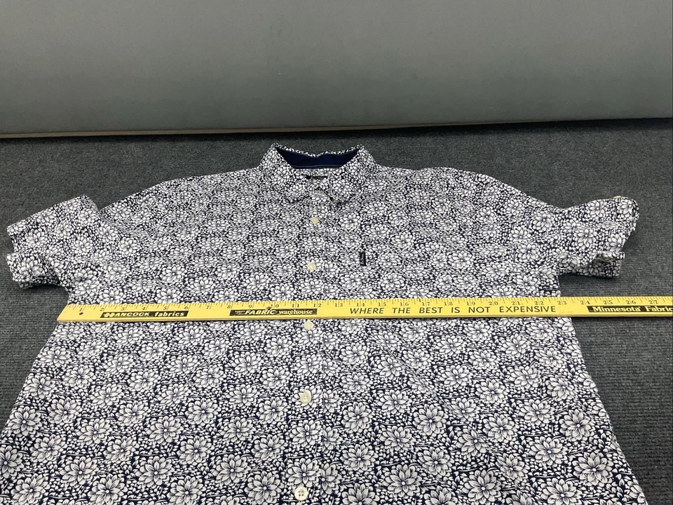Ben Sherman XL Floral Azul/Blanco Para Hombre Manga Corta Con Botones Recorte Manga en V Foto 4 de 4