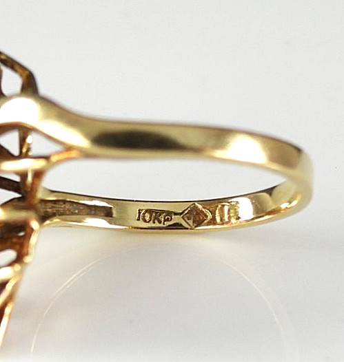 Vintage Solid 10K Gold Ruby Diamonds Emerlad Cut … - image 18