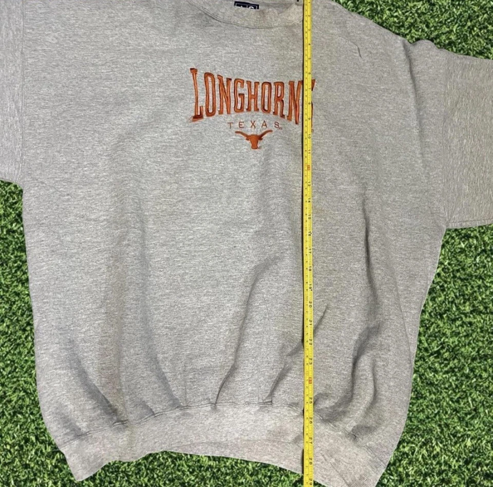 Fútbol Longhorns Vintage Universidad de Texas Gris Cuello Redondo Talla Grande Foto 3 de 4