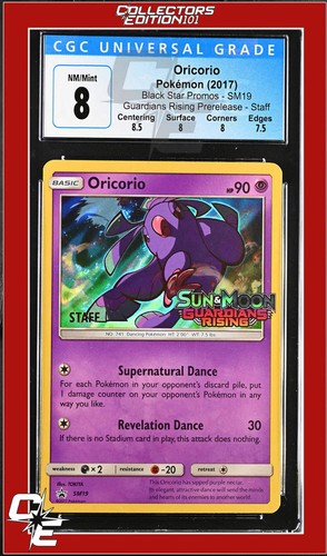 SM Black Star Promo Oricorio SM19 Guardians Rising Prerelease STAFF CGC 8