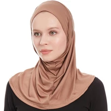 Hijab Scarf For Women - Ready To Wear Viscose Amira Jersey Brown Hijab for Wo...