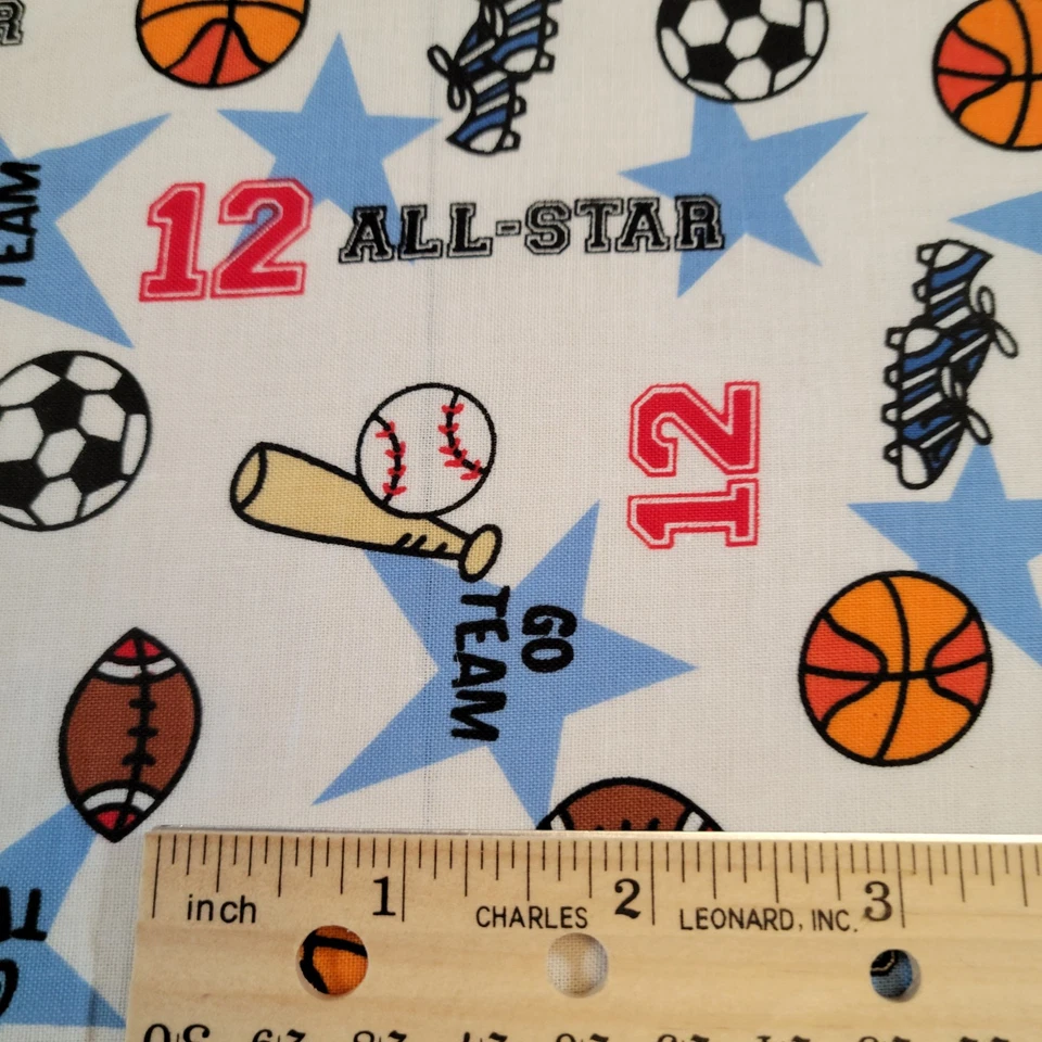 Cotton Fabric All Star Sports Balls Megaphone 28x43” Joann Fabrics Football  - Image 4 of 4