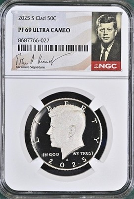 2025 S Kennedy Clad Half Dollar 50C NGC PF69 UCam Signature Label
