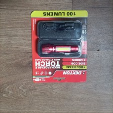 Image of Dekton LED Torch 100 Lumens 100m Flashlight USB Rechargeable With Case