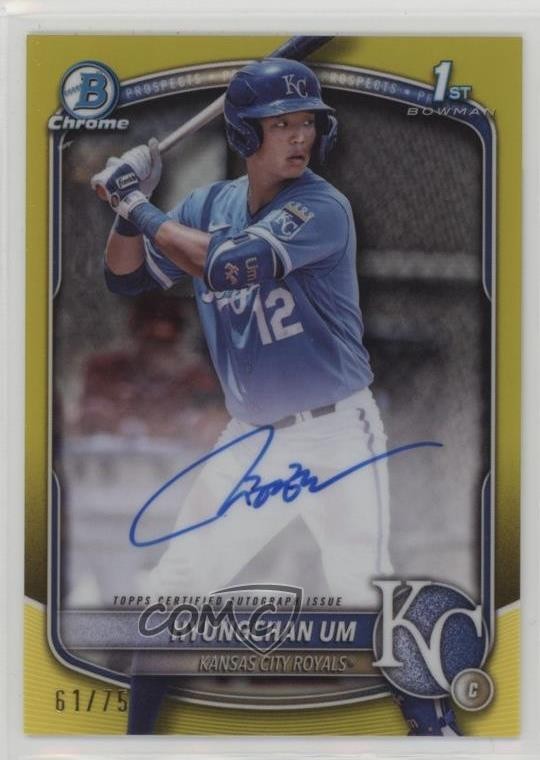2025 Bowman Chrome Prospect Yellow Refractor 61/75 Hyungchan Um #CPA-HU Auto