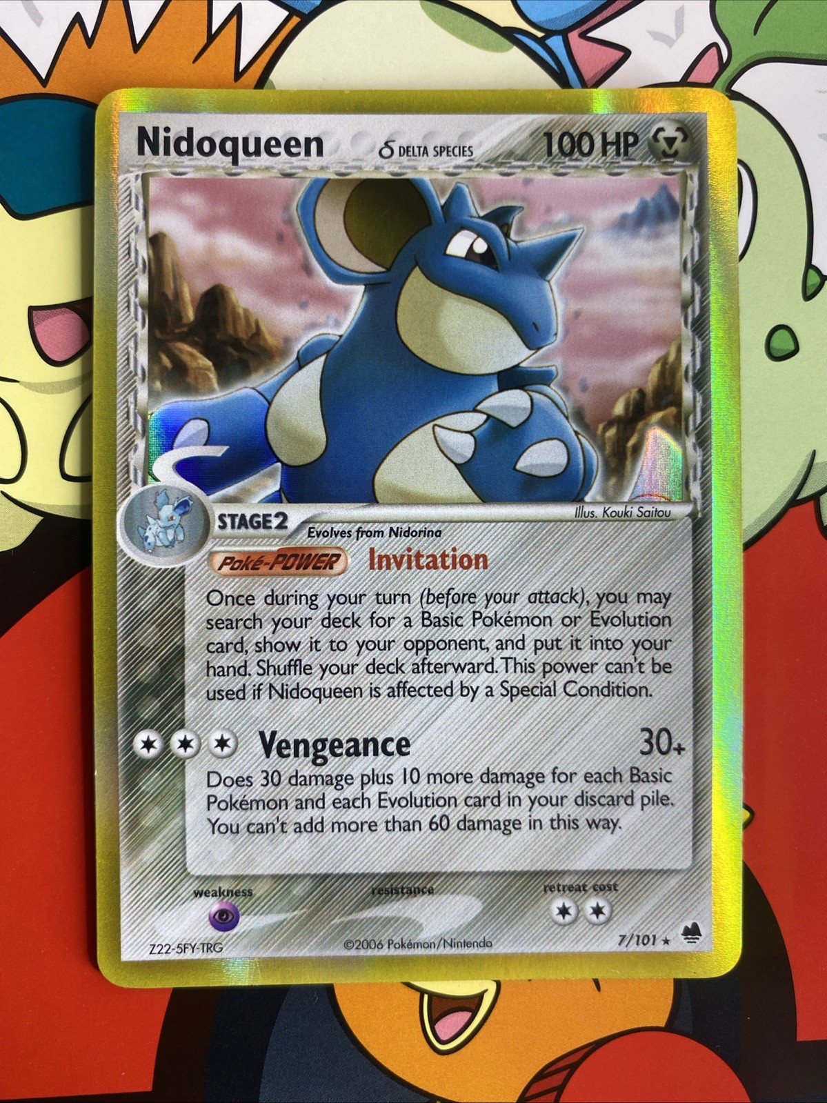 2006 Pokémon TCG Nidoqueen 7/101 EX Dragon Frontiers Reverse Holo Rare Card NM