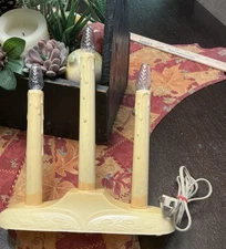 Vintage Christmas 3 Light  Candolier Electric Light Candelabra Dripping