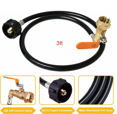 #ad Propane Refill Adapter Hose w Control Valve for 1LB Tank 350 PSI High Pressure $13.99