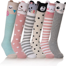 Girls Knee High Socks Kids Crazy Fun Gift Cute Animal Patterns Cotton Long Socks