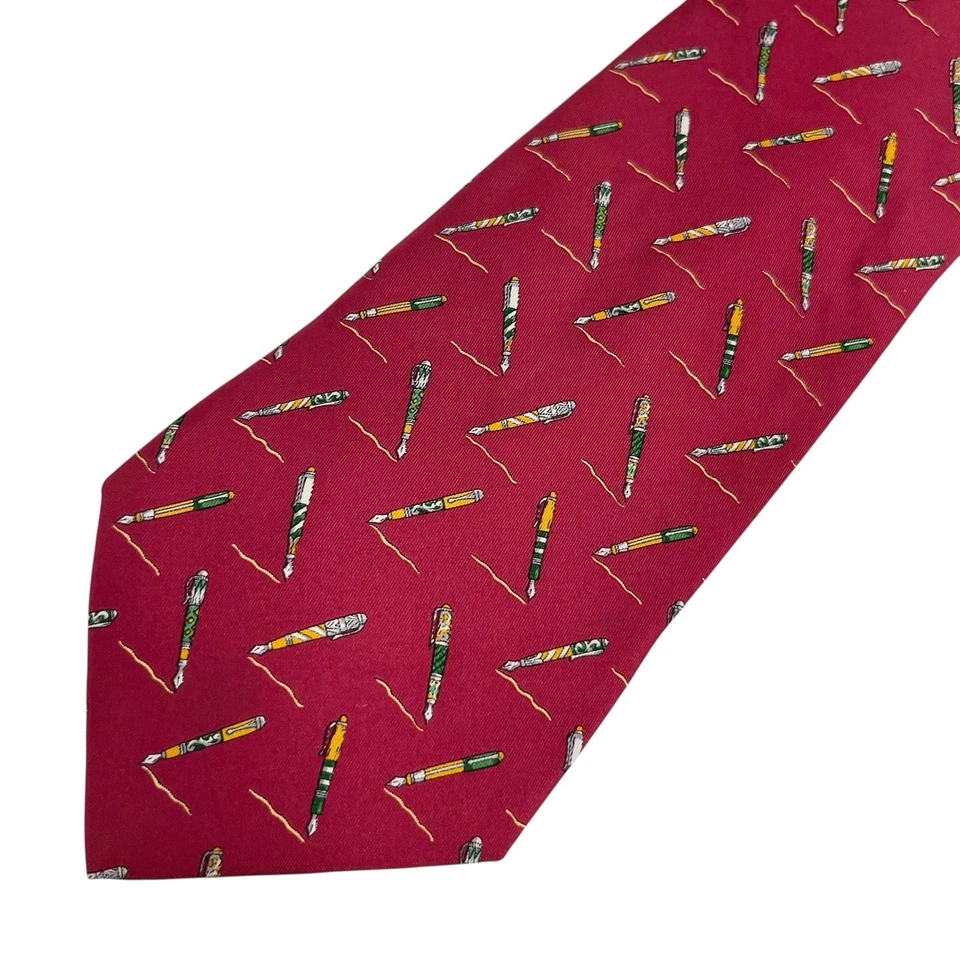 Plumas de tinta Salvatore Ferragamo para hombre vino tinto seda satinada 3,75" (W) x 56" (L) guc Foto 3 de 4