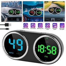 Digital Car Hud Gps Speedometer Head Up Display Mph Kmh Compass Overspeed Alarm