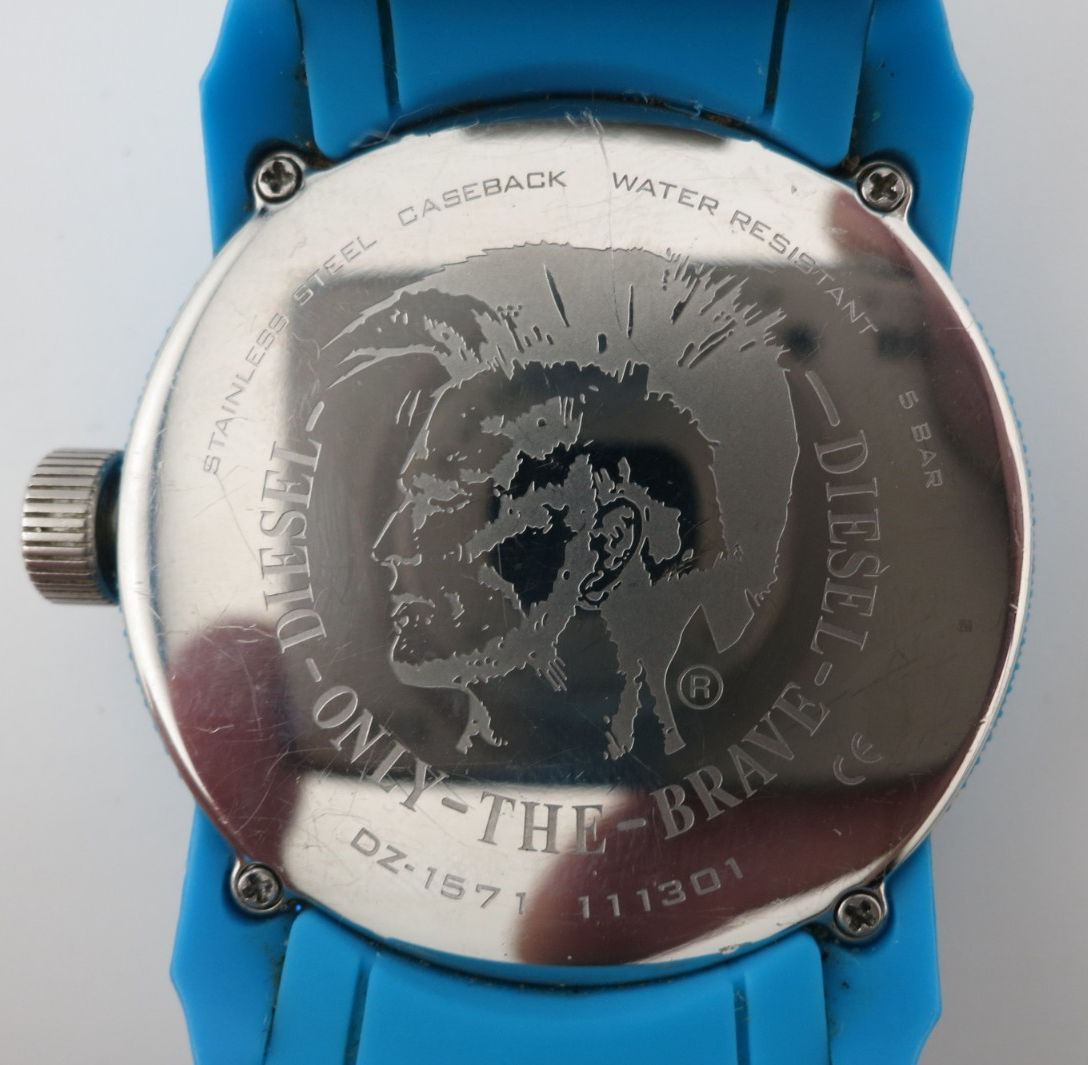 Diesel Double Down Blue Silicone Strap Analog Quartz Watch - DZ
