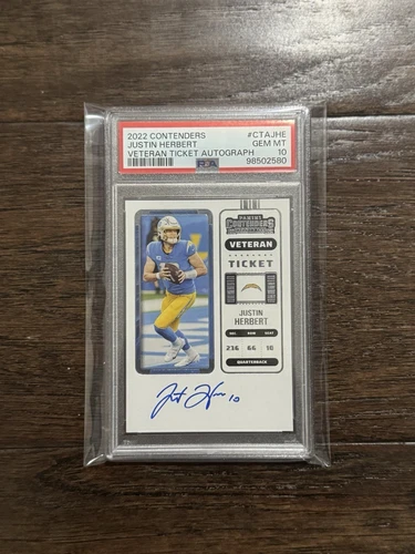 2022 Panini Contenders Veteran Ticket Justin Herbert Auto #CTA-JHE Gem Mint 10
