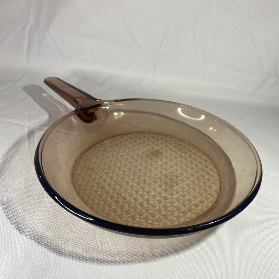 Sartén vintage Corning Ware Visions ámbar de vidrio Pyrex de 10" con fondo de gofre Foto 2 de 4