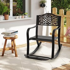 Patio Rocking Chair Outdoor Cast Aluminum Rocker w/ Footrest  Backrest