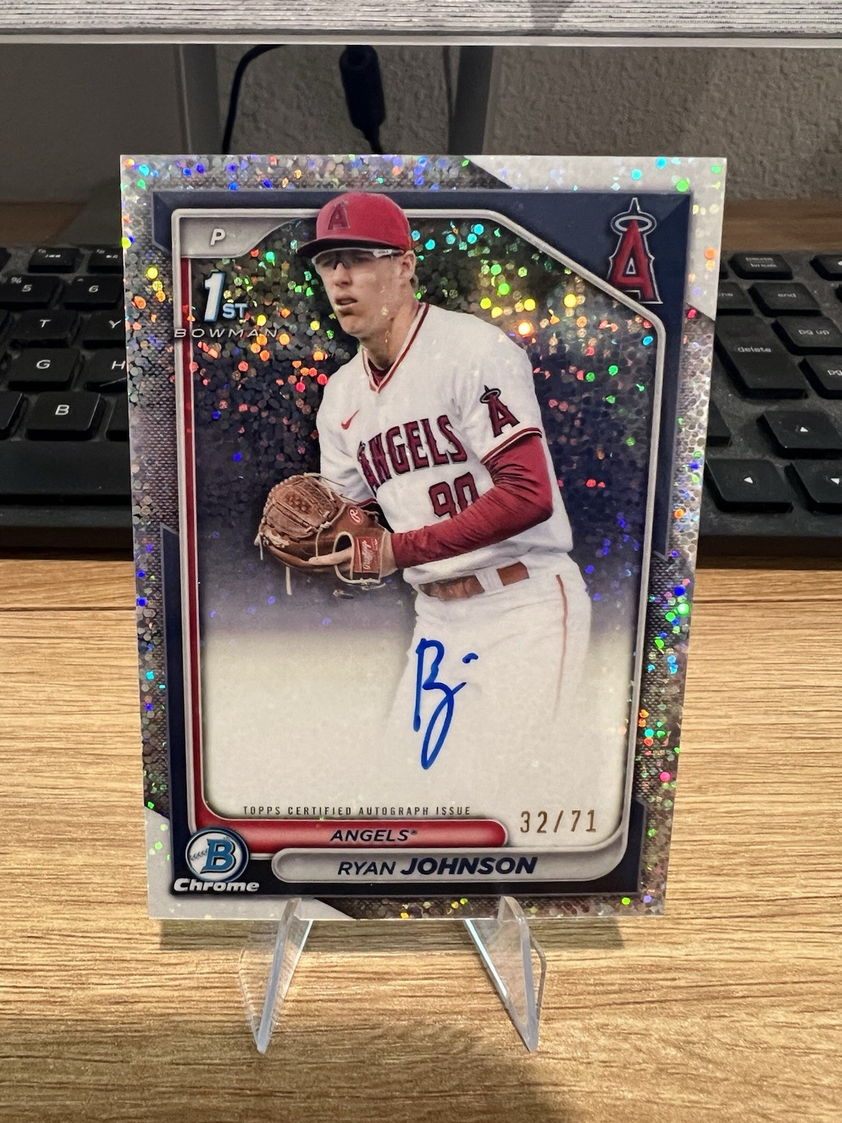 RYAN JOHNSON 2024 BOWMAN CHROME DRAFT 1ST SPARKLE REFRACTOR AUTO /71 Q0165