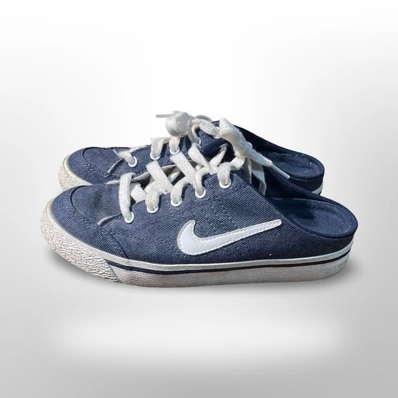 Zapatillas deportivas vintage 2002 Y2K Nike Hermosa talla 7 denim azul blanco sin cordones Foto 2 de 4