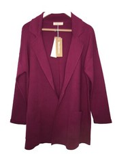 Bnwt Woolovers Milano Wool Blend Knit Revere Berry Juice Jacket (xl) A-a-24/l-32