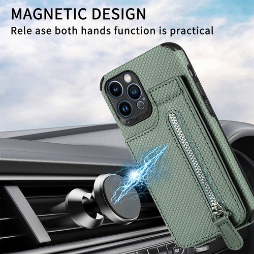For iPhone 13/12/11 Pro Max/X/8 Magnetic Zipper Kickstand Card Slots Wallet Case - Picture 71 of 71