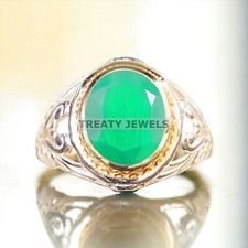 Emerald Oval Cut Gemstone With 925 Sterling Silver Ring For Men's A303