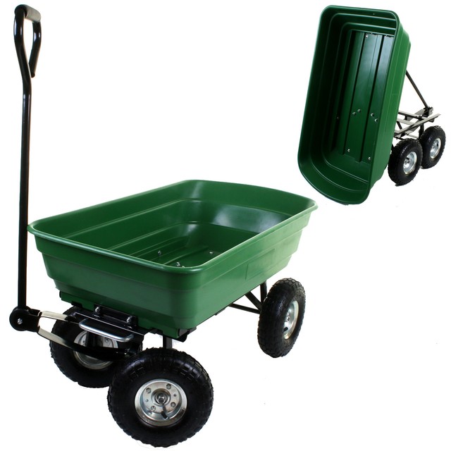 Large Garden Carts Truck Trolley 4 Wheel Wheelbarrow Trailer Heavy