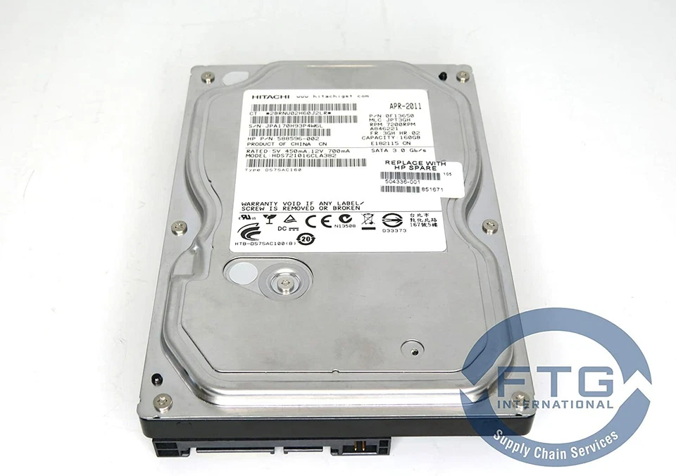 DISQUE DUR HITACHI DESKSTAR 160GB  SATA   MODEL HDS721016CLA382 - Photo 2/4