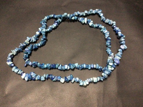 Blue Stone Beaded Necklace 18” - Picture 2 of 2