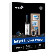 Koala 100 Sheets Sticker Paper Matte White, 8.5x11 Inch Printable Full Sheet ...