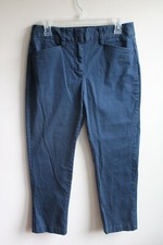 Lands End 6P Blue Chino Cotton Blend Twill Mid Rise Straight Leg Pants
