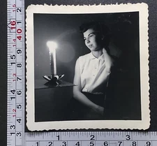 Young Woman Candle Light Long Exposure Time Lapse 1952 Photo Snapshot #4