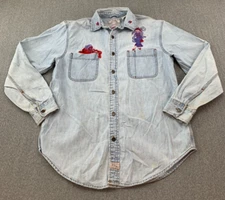 Red Hat Society Levi's Denim Embroidered Button Down Shirt M Lady Club Rare