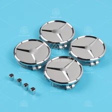 8 Piece Gloss Silver Set Fits for AMG Wheel Center Caps & Tire Air Caps
