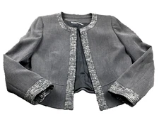 Tahari by Arthur Levine Womens Blazer Sz 8 Stretch Lined Open Front Long Sleeve