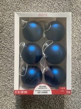 Glass Ornament Set Ashland Christmas Noel 6 Pc Blue