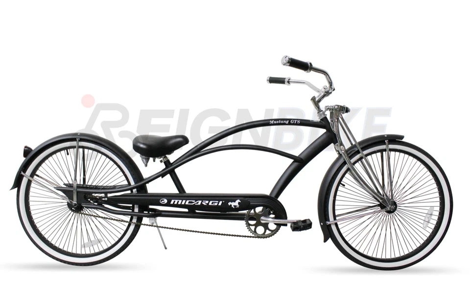 26" Cruiser Bike Stainless Steel Spokes Coaster Brake Chopper Bicycle Black - Image 2 of 3
