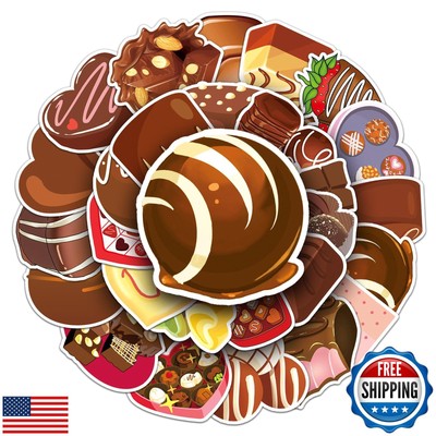 50 Packs Chocolate Stickers Water Bottles Laptop Phone Computer Guitar Skateb