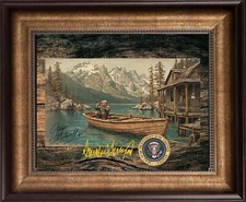 Donald Trump 11x14 Bronze & Gold Beveled Frame Outdoors country life.