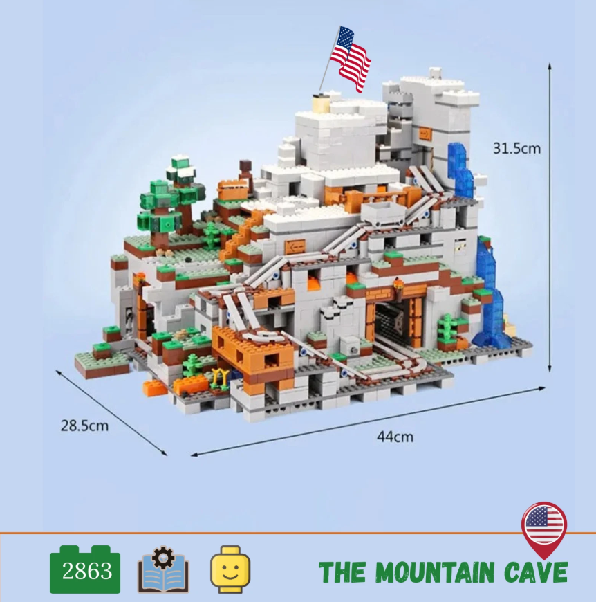 MOC La Grotta Della Montagna 21137P - Set Building Minecraft Con 2688 Pezzi, 6 Minifigure, Giocattolo Da Costruzione Per Ragazzi 12+ Anni
