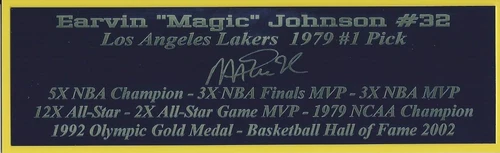 Magic Johnson Autograph Nameplate Los Angeles Lakers Basketball Jersey Photo