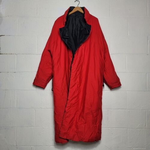 Vintage 80s Norma Kamali Sleeping Bag Puffer Coat Reversible OSFA Long Red Black - Picture 4 of 12