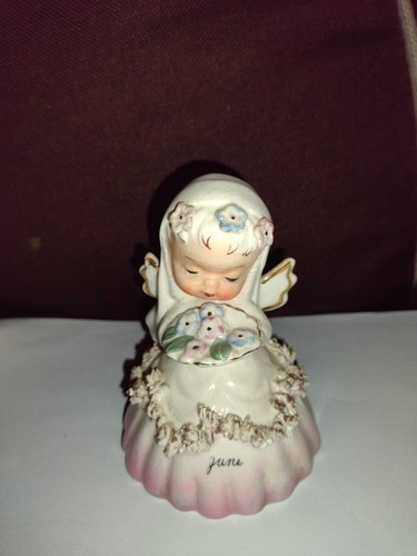 Vintage Napco 1956 June Bride Angel Bell Figurine Spaghetti - Picture 5 of 5