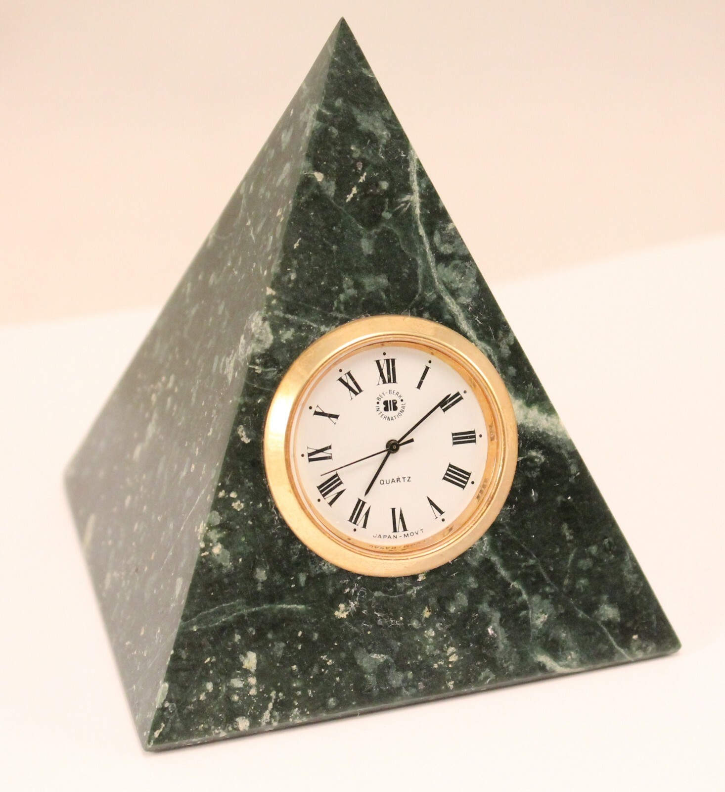 Green Marble Pyramid Quartz Desk Clock Bey Berk International