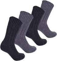BRUBAKER Men's Women's Alpaca Wool Socks Winter Socks for Men Women 4 Pair Pack 6