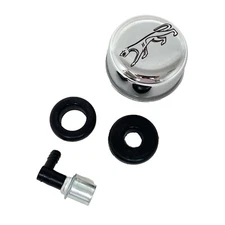 Ford Cougar Logo Chrome Breather & PCV Valve Set with Grommets