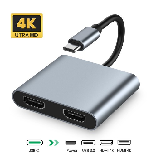 USB C to Dual HDMI Adapter 4K USB 3.0 