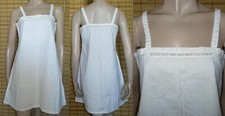 WEISSES NACHTKLEID - UNTERKLEID - SPITZE - LEINEN/COTTON - ANTIK - GR. S