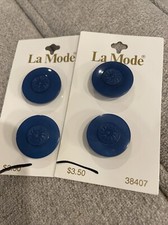4 - VTG La Mode Blue Buttons 7/8” #38407 Made In Holland